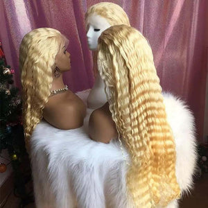 613 Blonde Hair Wig Loose Deep Wave Crimped Hair 13x4 HD Lace Human Hair Wigs