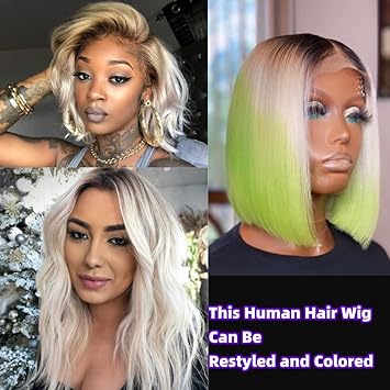 Ombre Ash Blonde Wigs Human Hair, Glueless Pre plucked Bleached Knots perruque humain sans colle glueless wig human hair ready to wear