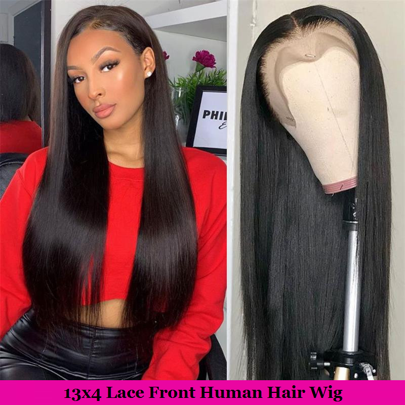 Dialove Peruvian Lace Front Wig Peruvian Straight Hair Wigs 100% Human Hair Wigs With Baby Hair For Black Women