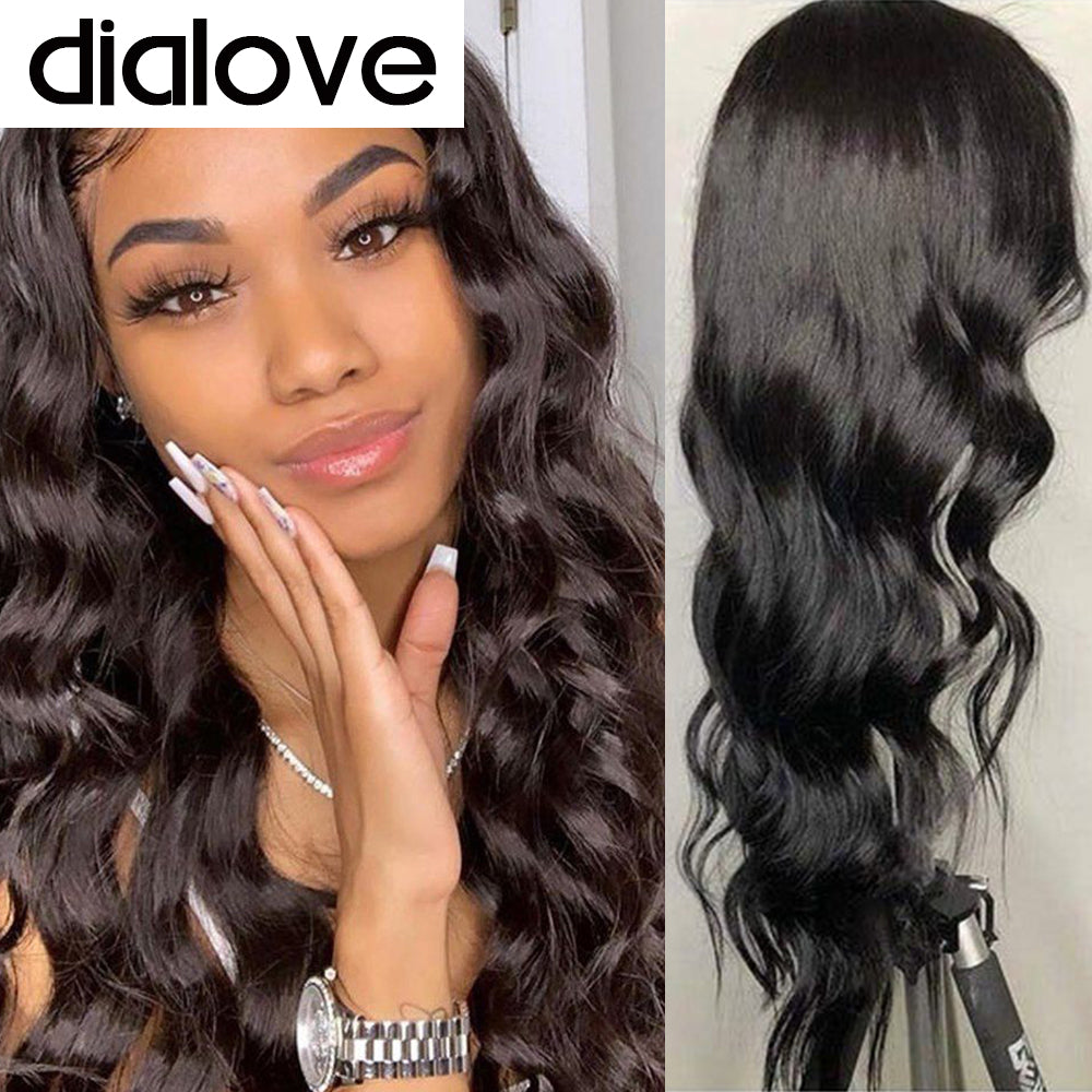 Dialove Loose Deep Wave Wig 13x4 LaceFront Wig Human Hair Wigs 180 Density Pre-plucked Brazilian Hair Wigs For Black Women