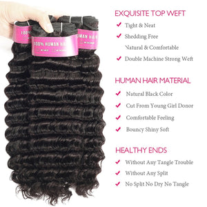 Dialove Hair Deep Wave Bundles With Closure Curly Brazilian Deep Wave –  DIALOVE HAIR
