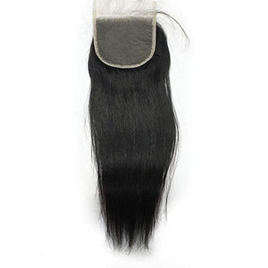 Dialove Pre Plucked Top Lace Closure For Women 1B 4X4  Straight Natural Color