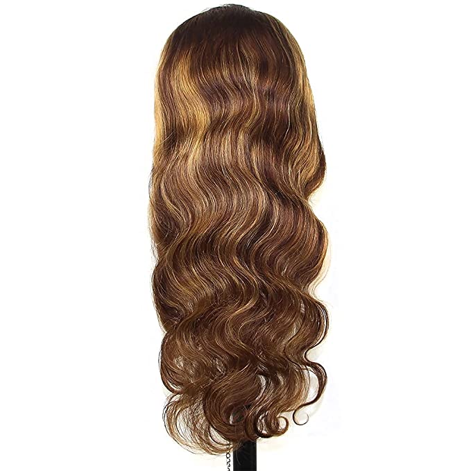 Highlight Ombre Lace Front Wigs Human Hair Colored 4/27 Body Wave Brazilian Ombre Blonde Human Hair Wigs for Black Women