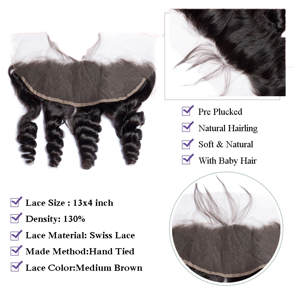 Dialove Loose Wave Bundles With Frontal Brazilian 3 Bundles with Frontal Remy Hair Extensions Human Hair Bundles With Frontal