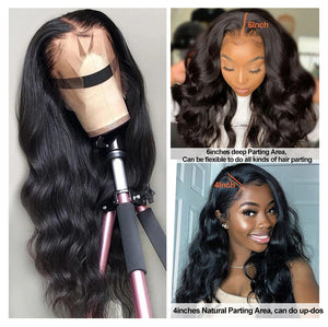 Dialove Lace Front Wig 13*4 Brazilian Loose Wave Wig Medium Brown Lace Front Human Hair Wigs For Women