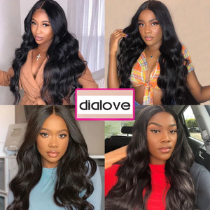 Dialove Peruvian Hair Bundles Body Wave Human Hair Extensions Long Remy Hair Natural Color 1/3/4 Piece Hair Weave