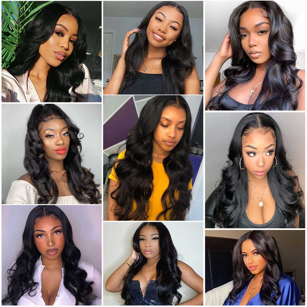 Aircabin Body Wave 30 Inch 13x1+1x6 T Part Lace Wigs Glueless Brazilian Remy Human Hair Transparent Lace Closure Wigs For Women