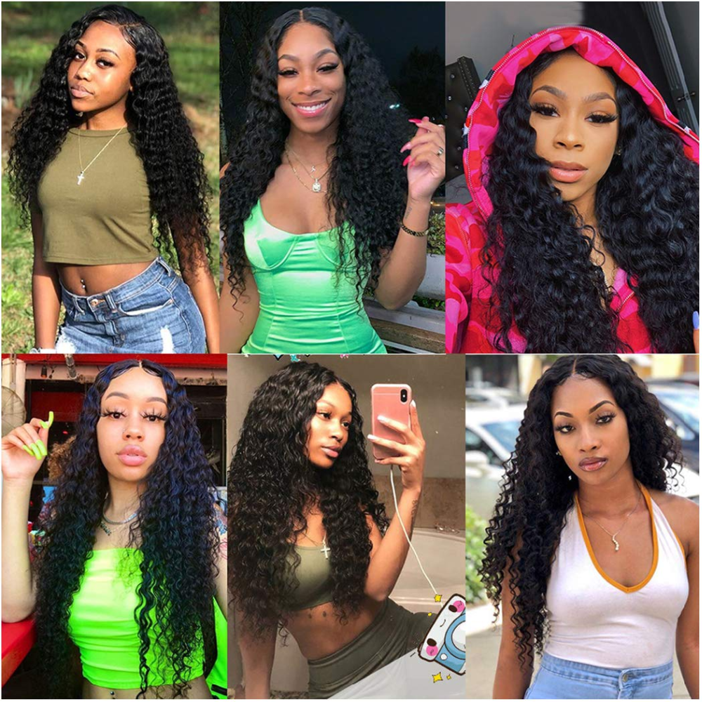 Dialove Hair Brazilian Water Wave Bundles With Frontal Remy Human Hair Bundles With Closure Lace Frontal With Bundle