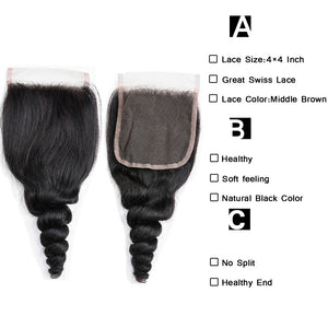 Dialove Hair Brazilian Hair Weave Bundles With Closure Remy Human Hair 3 Bundles With Closure Loose Wave Bundles With Closure