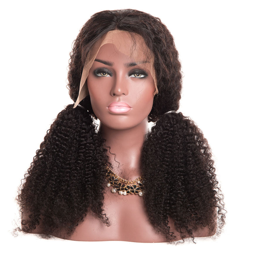 Dialove 10A Brazilian Kinky Curly Wig Full Lace Human Hair Wigs For Women Black Lace Human Wigs With Baby Hair NonRemy Lace Wig