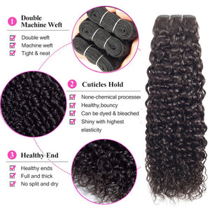 Dialove Hair Water Wave Bundles With Closure Curly Brazilian water wave bundles with closure Brazilian Human Hair Weave Bundles