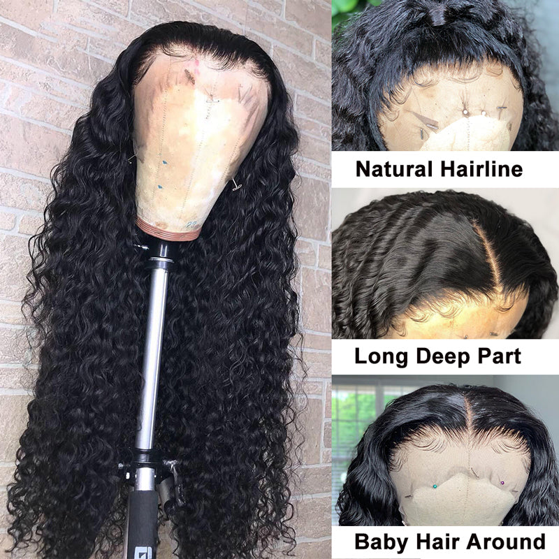 Human Hair Wig Prepluck Deep Wave Wig 13*4 Lace Front Human Hair Wigs with Baby Hair Deep Curly Lace Frontal Wig