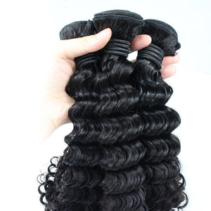 10A Brazilian Deep Wave Hair Weave Bundles 1pc/Lot 100% Human Hair Extensions 12-26" Natural Color Remy Hair Weft