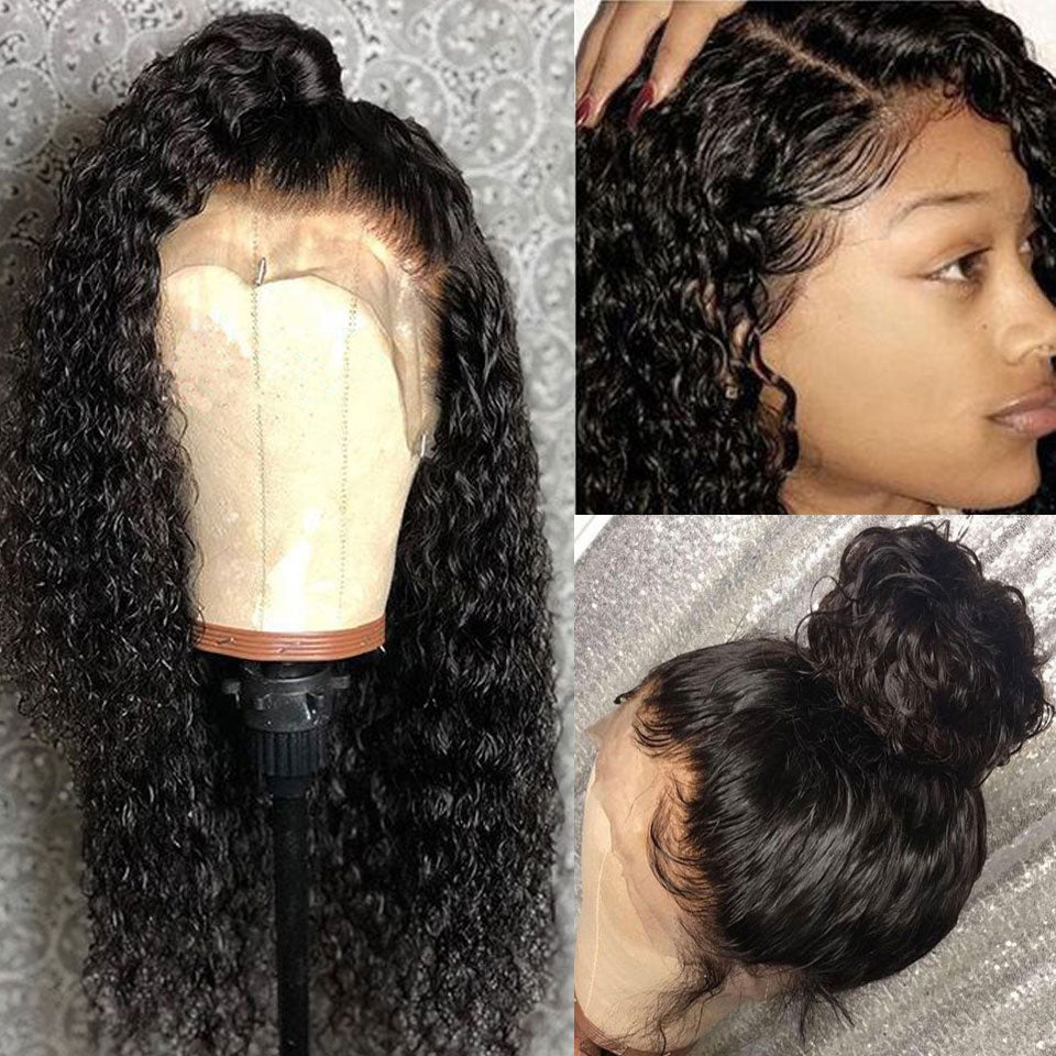 Curly Human Hair Wig Natural Color Bleached Knots Brazilian Remy Hair Lace Front Human Hair Wigs With Baby Hair Full End