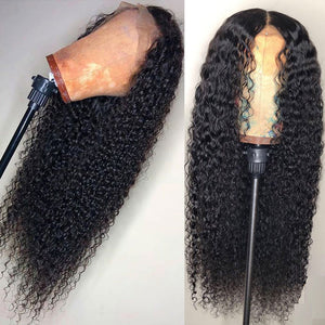 Curly Human Hair Wig Natural Color Bleached Knots Brazilian Remy Hair Lace Front Human Hair Wigs With Baby Hair Full End