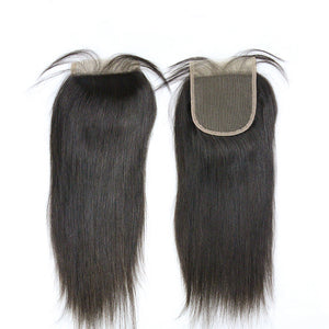 <transcy>10A cheveux vierges brésiliens cheveux humains raides 3 PCS paquets avec fermeture à lacet 4x4 Extensions de cheveux humains non transformés Dialove cheveux</transcy>