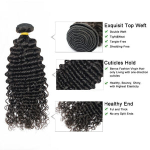 10A Brazilian Deep Wave Hair Weave Bundles 1pc/Lot 100% Human Hair Extensions 12-26" Natural Color Remy Hair Weft