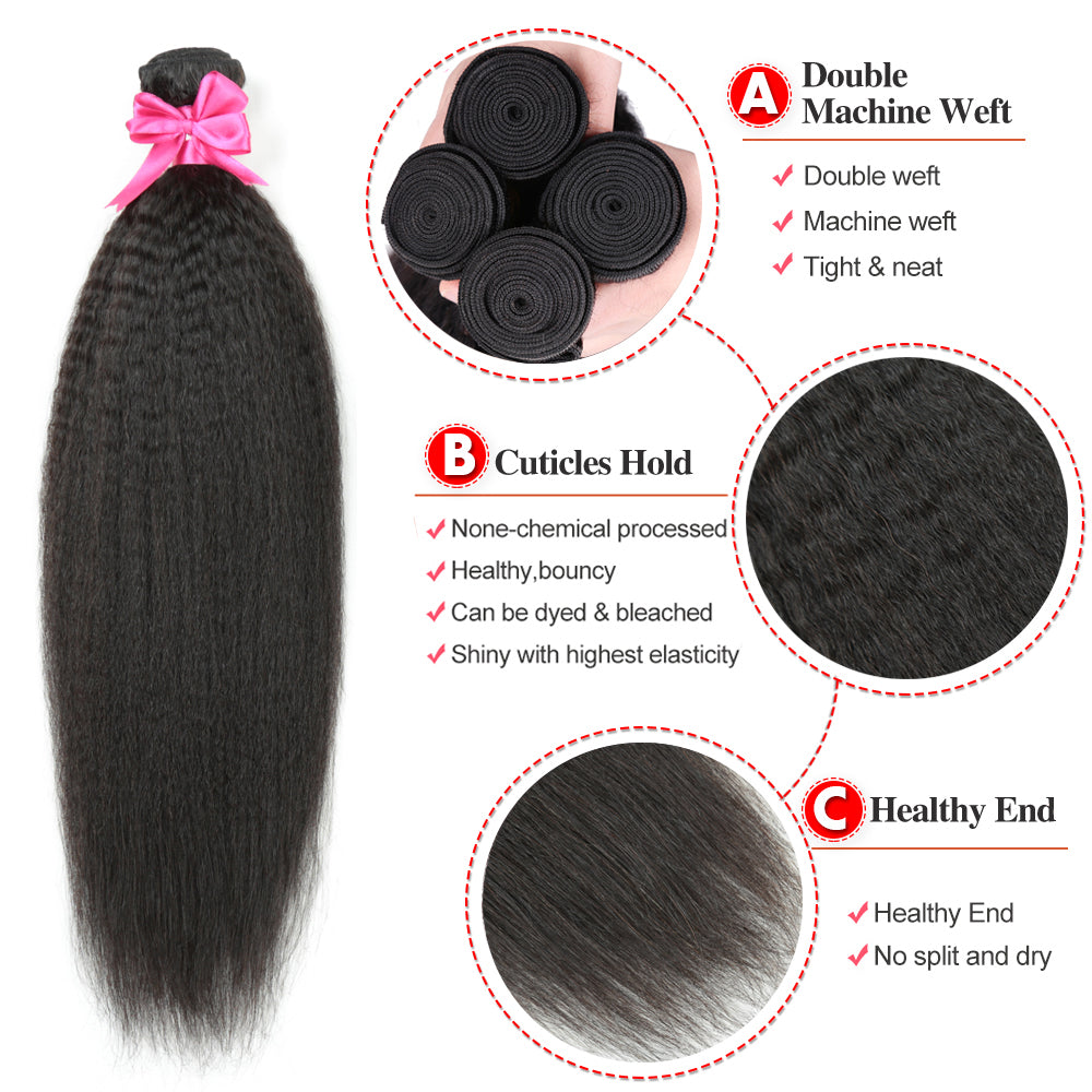 9A Dialove Peruvian Hair Bundles Kinky Straight Hair Bundles 3pcs/Lot Non Remy Natural Color 100% Human Hair Weave Extensions