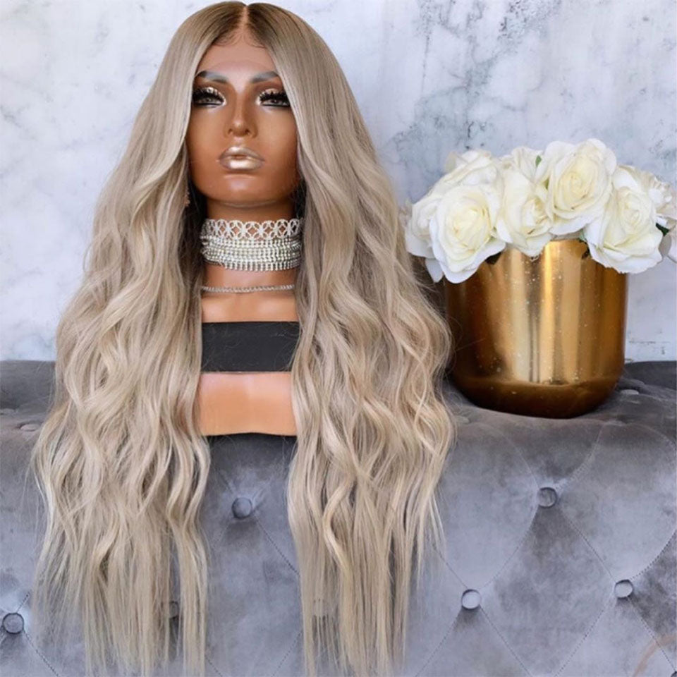 Dialove Blonde Highlights Lace Front Wig Pre Plucked Brazilian Remy Loose Wave Wig Ombre Human Hair Wigs for Black Women
