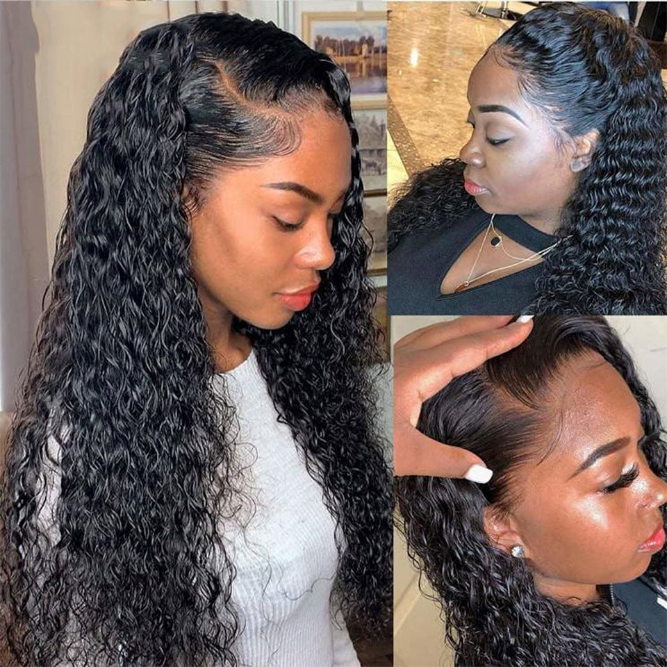 Deep Wave Wigs Lace Front Human Hair Wigs for Black Women 4*4 Curly