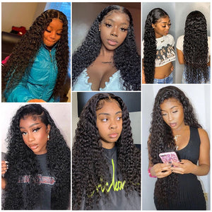 Deep Wave Wigs Lace Front Human Hair Wigs for Black Women 4*4 Curly