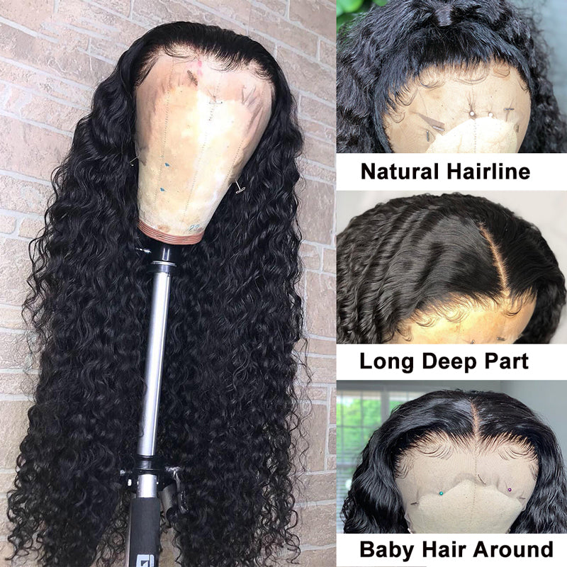 Deep Wave Wigs Lace Front Human Hair Wigs for Black Women 4*4 Curly