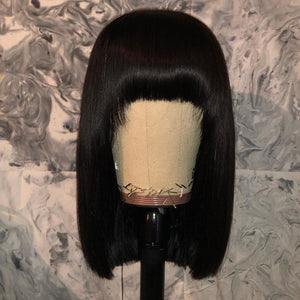 lace front human hair wigs with bangs short afro bob wig For Black Women Natural brazilian swiss lace Remy Hair preplucked