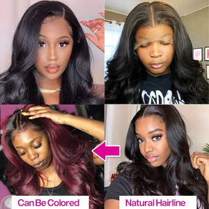 DIALOVE Body Wave Lace Front Wigs Human Hair Pre Plucked 13x4 HD Transparent Lace Frontal with Baby Hair 150 Density Glueless Wigs for Black Women Natural Color 24 inch