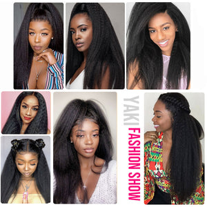 Dialove 13*4 Lace Front Human Hair Wigs Kinky Straight Wig PrePlucked Remy Yaki Lace Wig HD 13X6 Lace Front Wig For Black Women