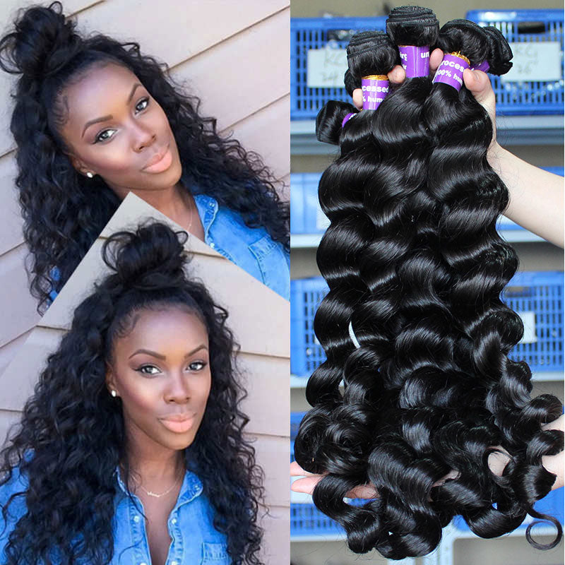 Brazilian Deep Wave Bundles with Closure Virgin Human Hair Bundles with  Closure 4×4 Lace Mixed Length Hair Bundles Natural Color for Black Women  100%