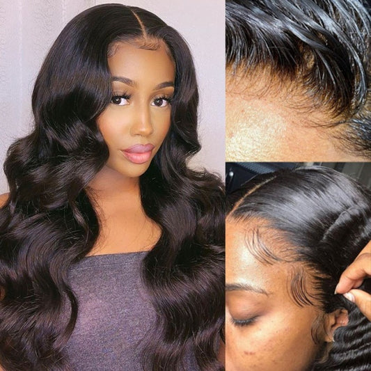 Dialove Hair Pre Plucked Virgin Hair Body Wave HD Lace Closure Wigs Amazing Lace Melted Match All Skin