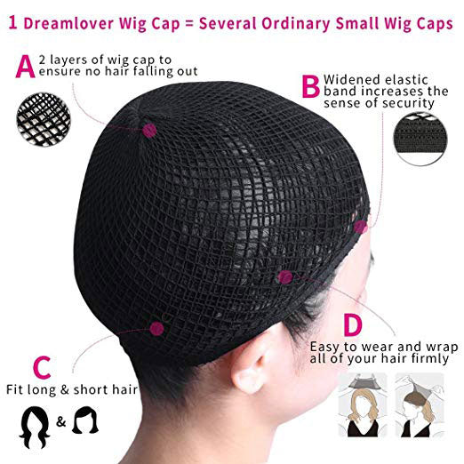 Dialove Long Wig Caps, Black Mesh Net Wig Cap, Open End Wig Cap for Long and Short Hair